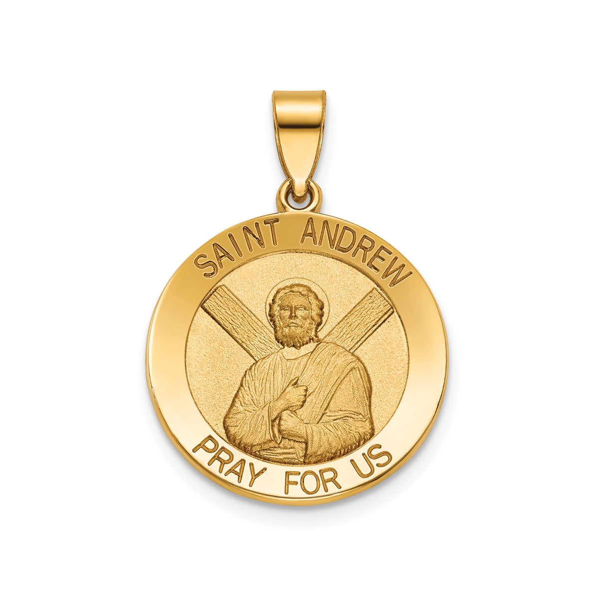 Round St. Andrew Medal in 14K Yellow Gold, 18.25mm - Sophia Jewelers