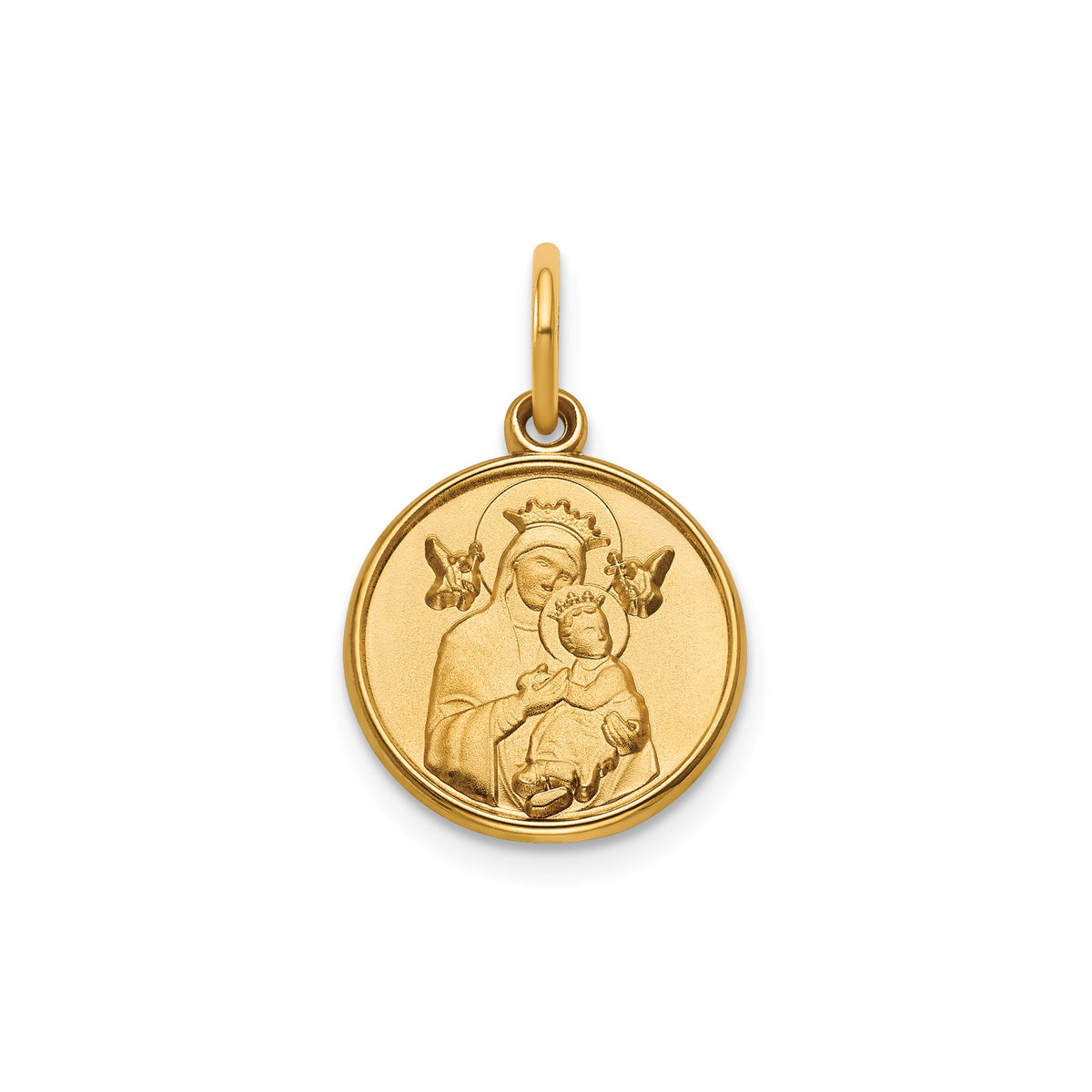 Round Perpetual Help Medal in Gold-Plated Sterling Silver, 13.25mm - Sophia Jewelers Main image