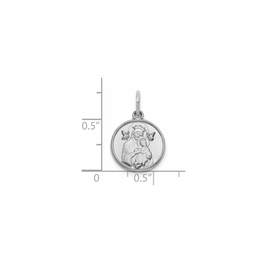Round Perpetual Help Medal in Sterling Silver, 13.25mm Satin - Sophia Jewelers