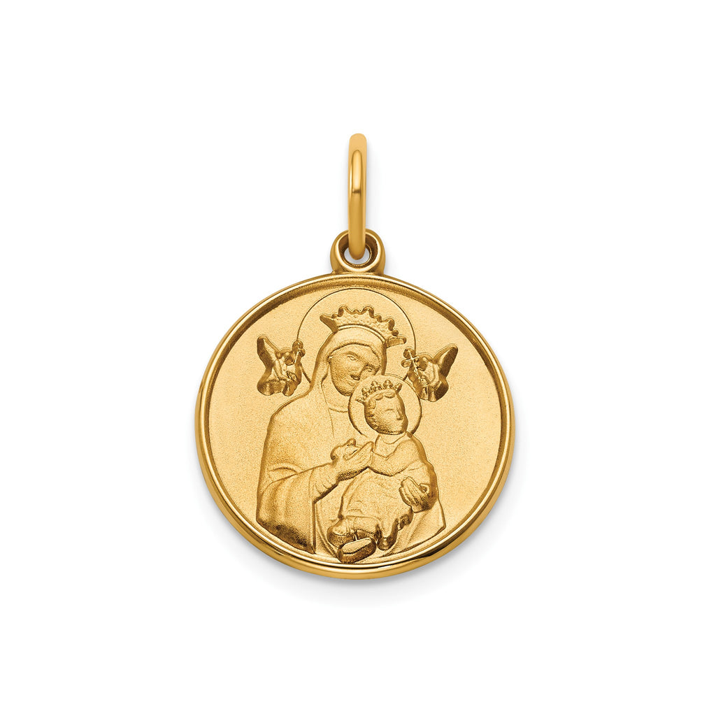 Round Perpetual Help Medal in Gold-Plated Sterling Silver, 16.25mm - Sophia Jewelers