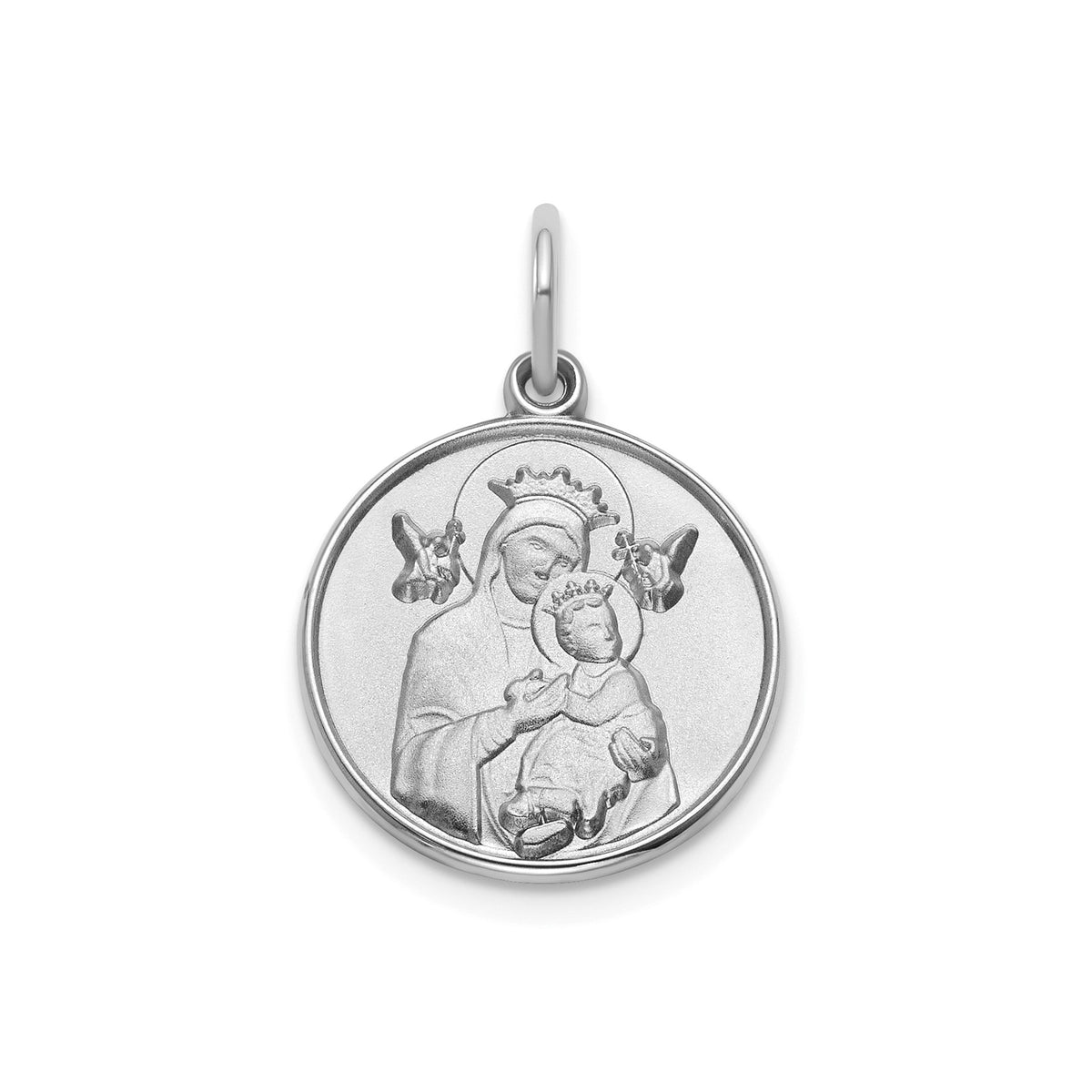Round Perpetual Help Medal in Sterling Silver, 16.25mm Satin - Sophia Jewelers Main image