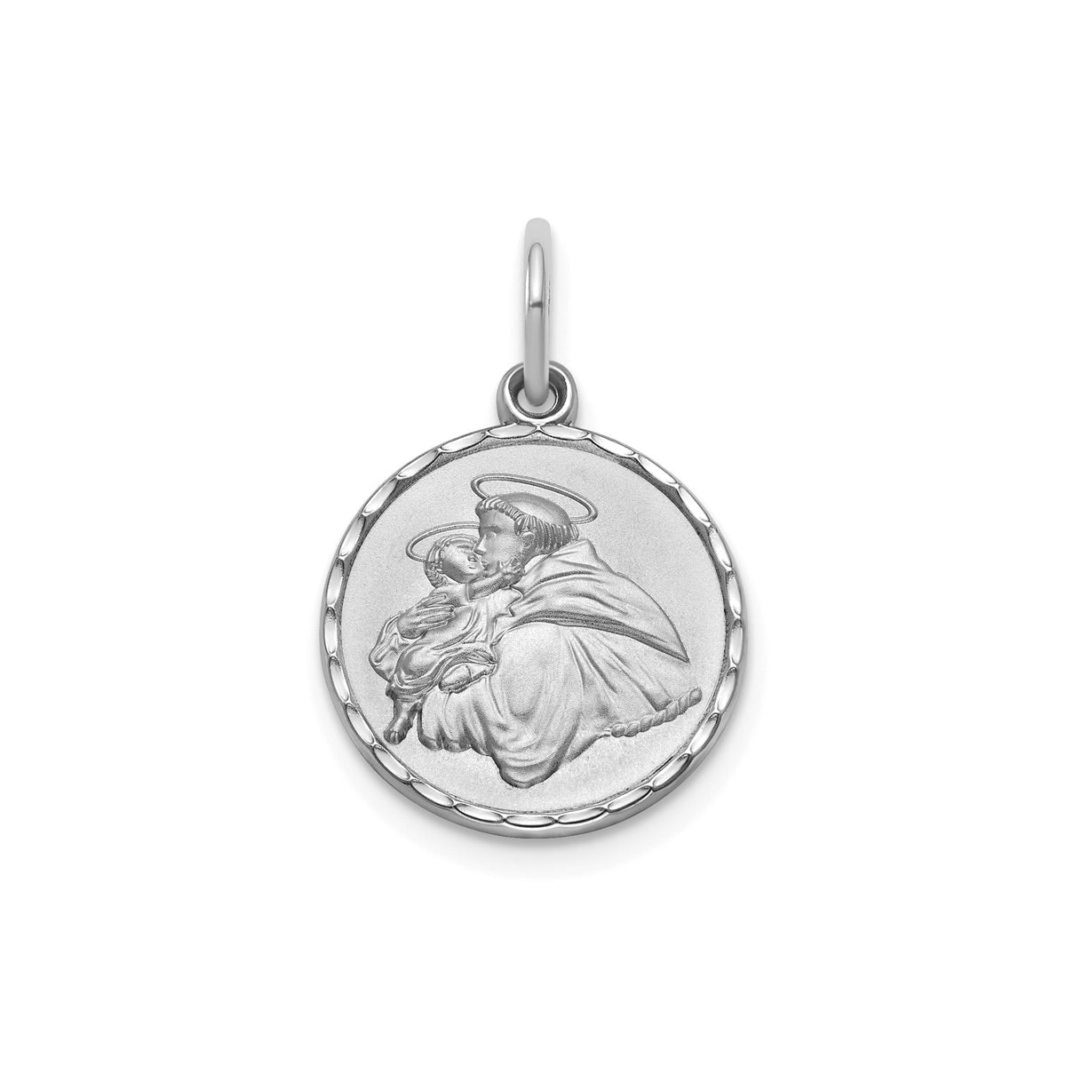 Round St. Anthony Medal in Sterling Silver, 14.5mm Satin - Sophia Jewelers Main image