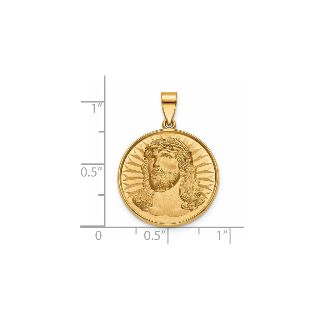 Round Face of Jesus Medal in 14K Yellow Gold, 20.25mm - Sophia Jewelers