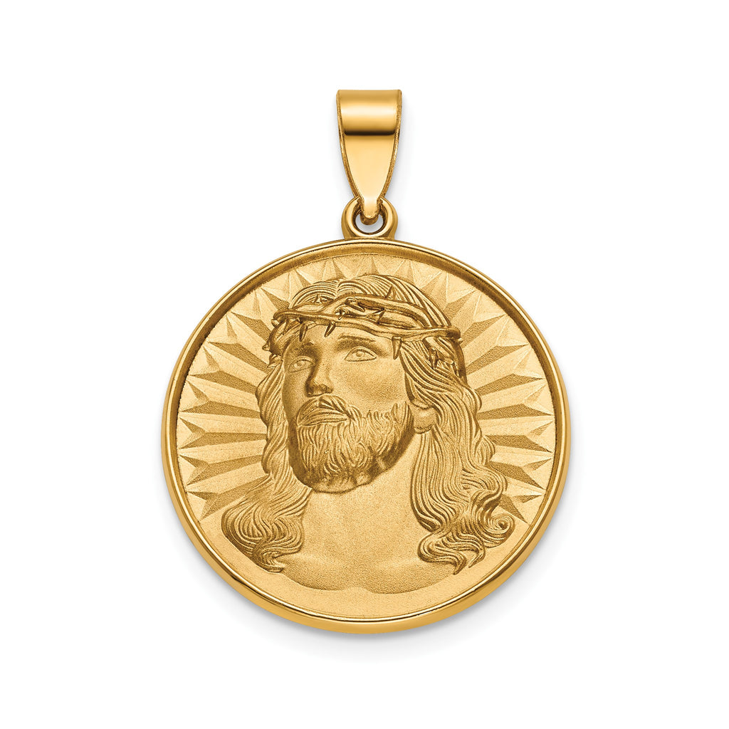 Round Face of Jesus Medal in 14K Yellow Gold, 20.25mm - Sophia Jewelers