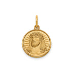 Round Face of Jesus Medal in 14K Yellow Gold, 14.5mm - Sophia Jewelers