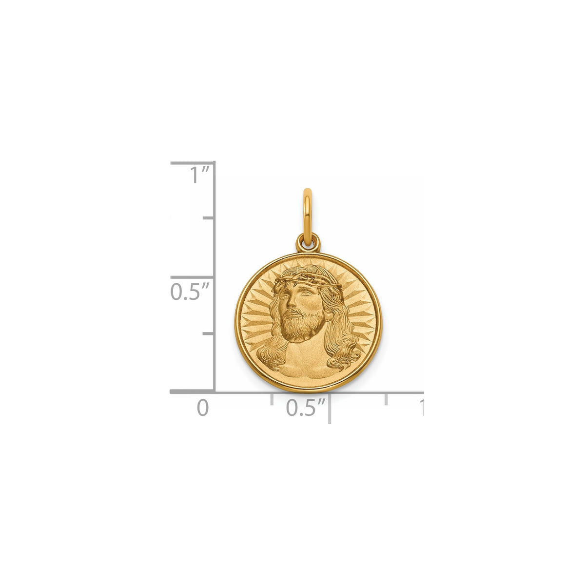 Round Face of Jesus Medal in Gold-Plated Sterling Silver - Sophia Jewelers