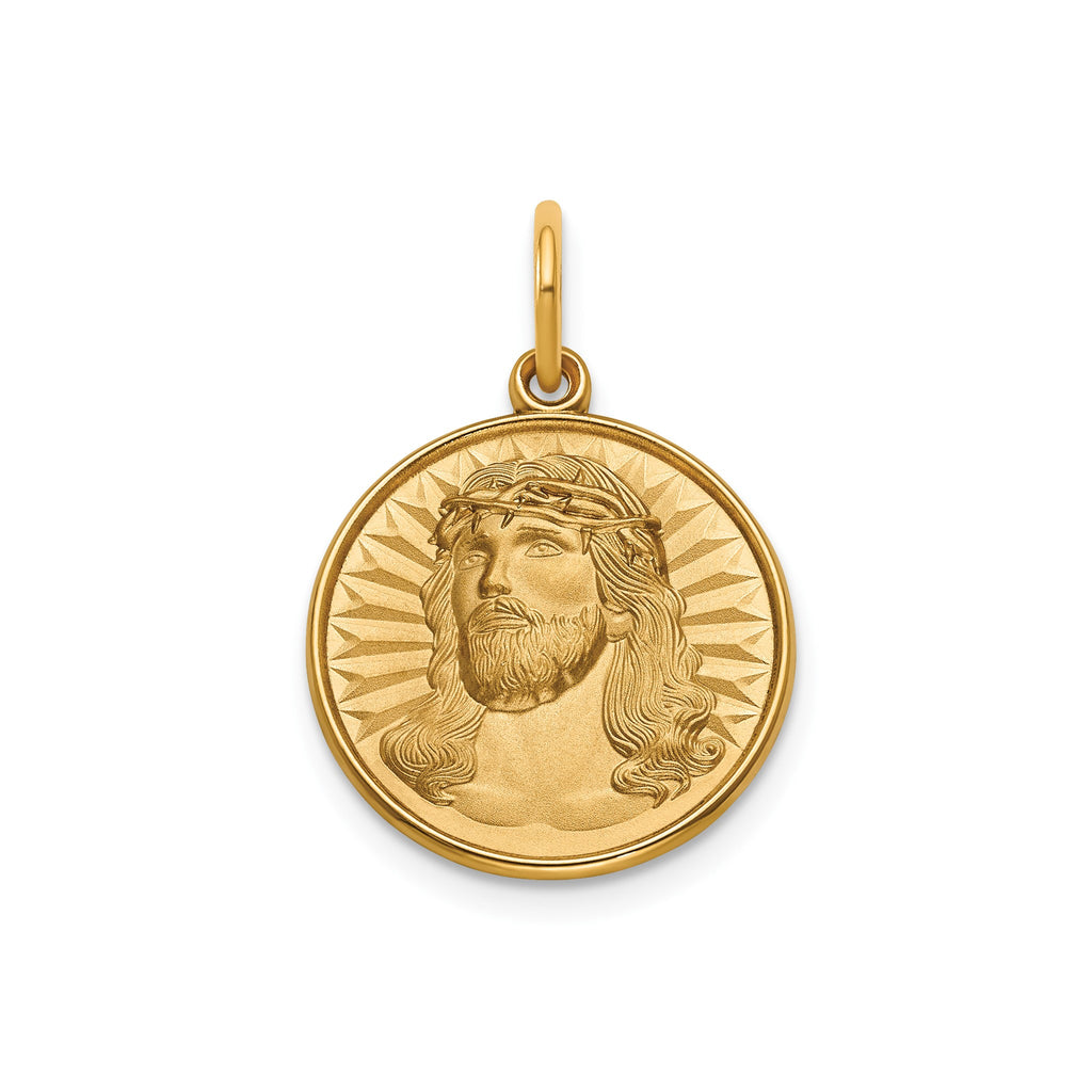 Round Face of Jesus Medal in Gold-Plated Sterling Silver - Sophia Jewelers