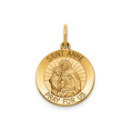 Round St. Anne Medal in 14K Yellow Gold, 16.25mm - Sophia Jewelers