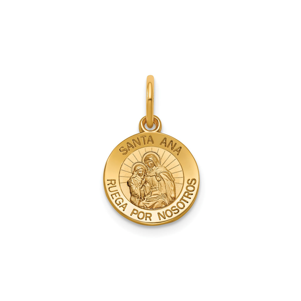 Round St. Anne-Spanish Medal in Gold-Plated Sterling Silver, 11.5mm - Sophia Jewelers