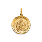 Round St. Anne-Spanish Medal in 14K Yellow Gold, 16.25mm - Sophia Jewelers