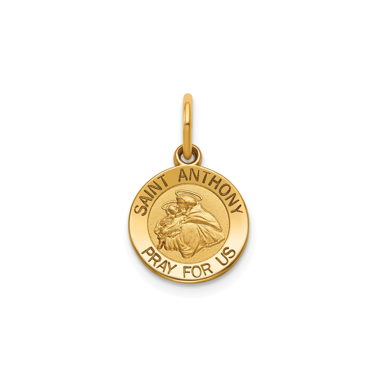 Round St. Anthony Medal in 14K Yellow Gold, 11.5mm - Sophia Jewelers Main image