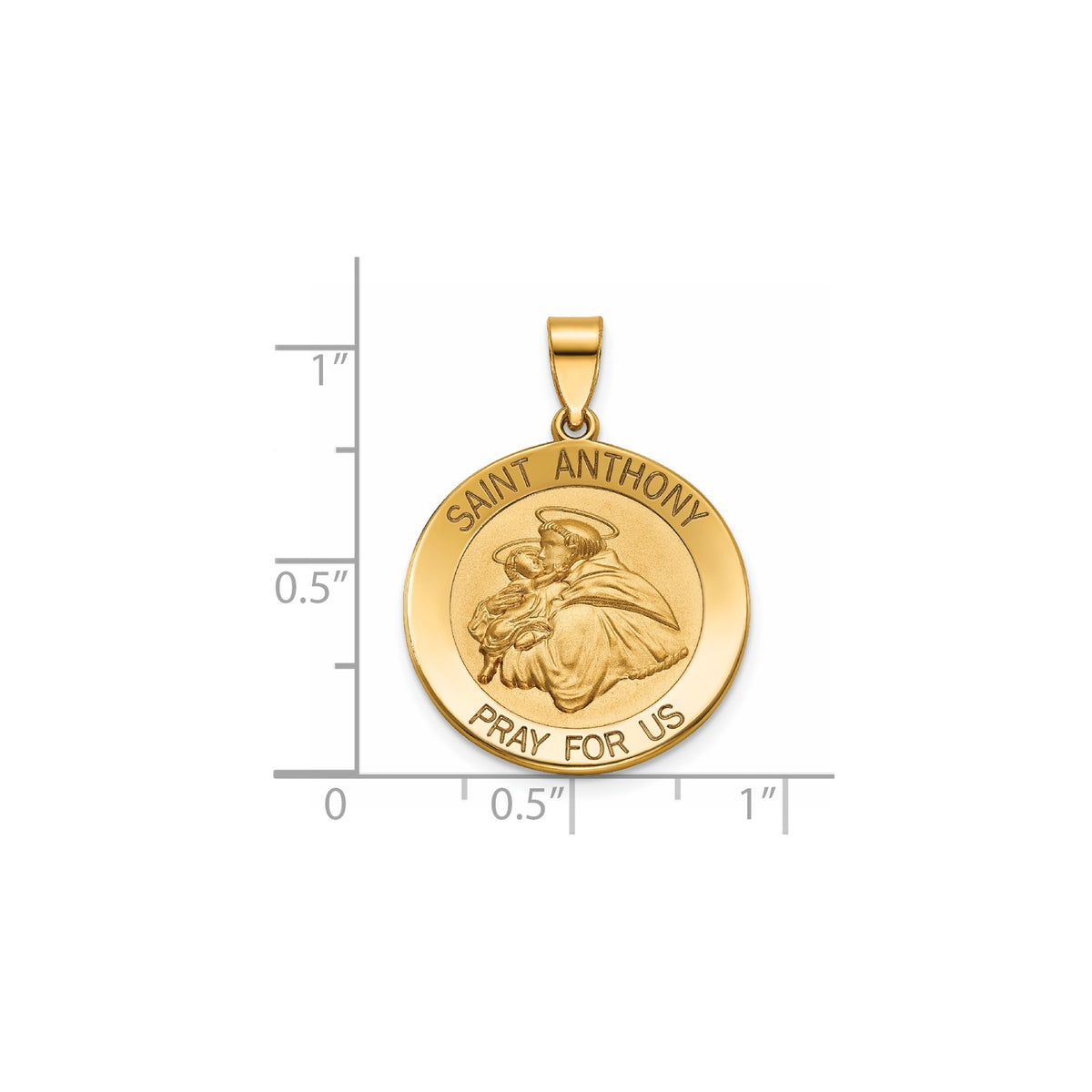 Round St. Anthony Medal in 14K Yellow Gold, 20.25mm - Sophia Jewelers