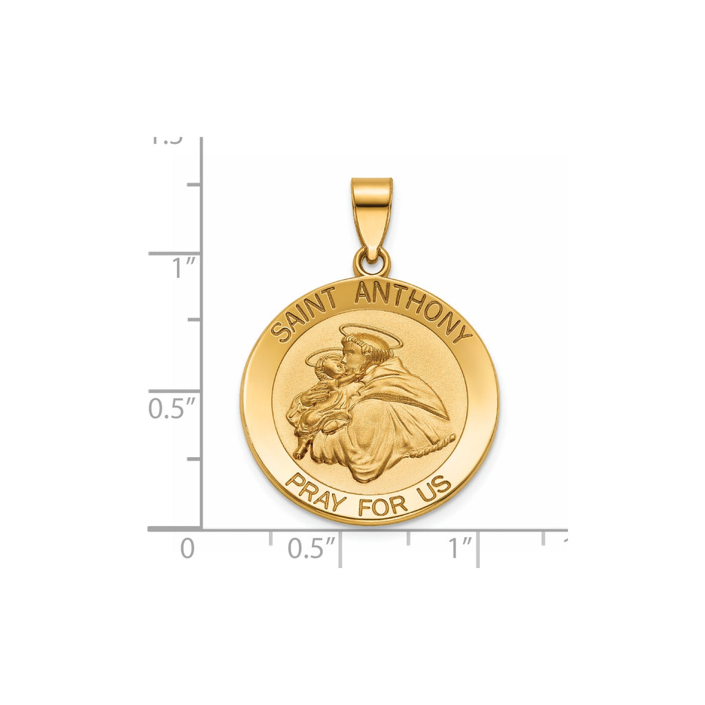 Round St. Anthony Medal in 14K Yellow Gold, 23.5mm - Sophia Jewelers
