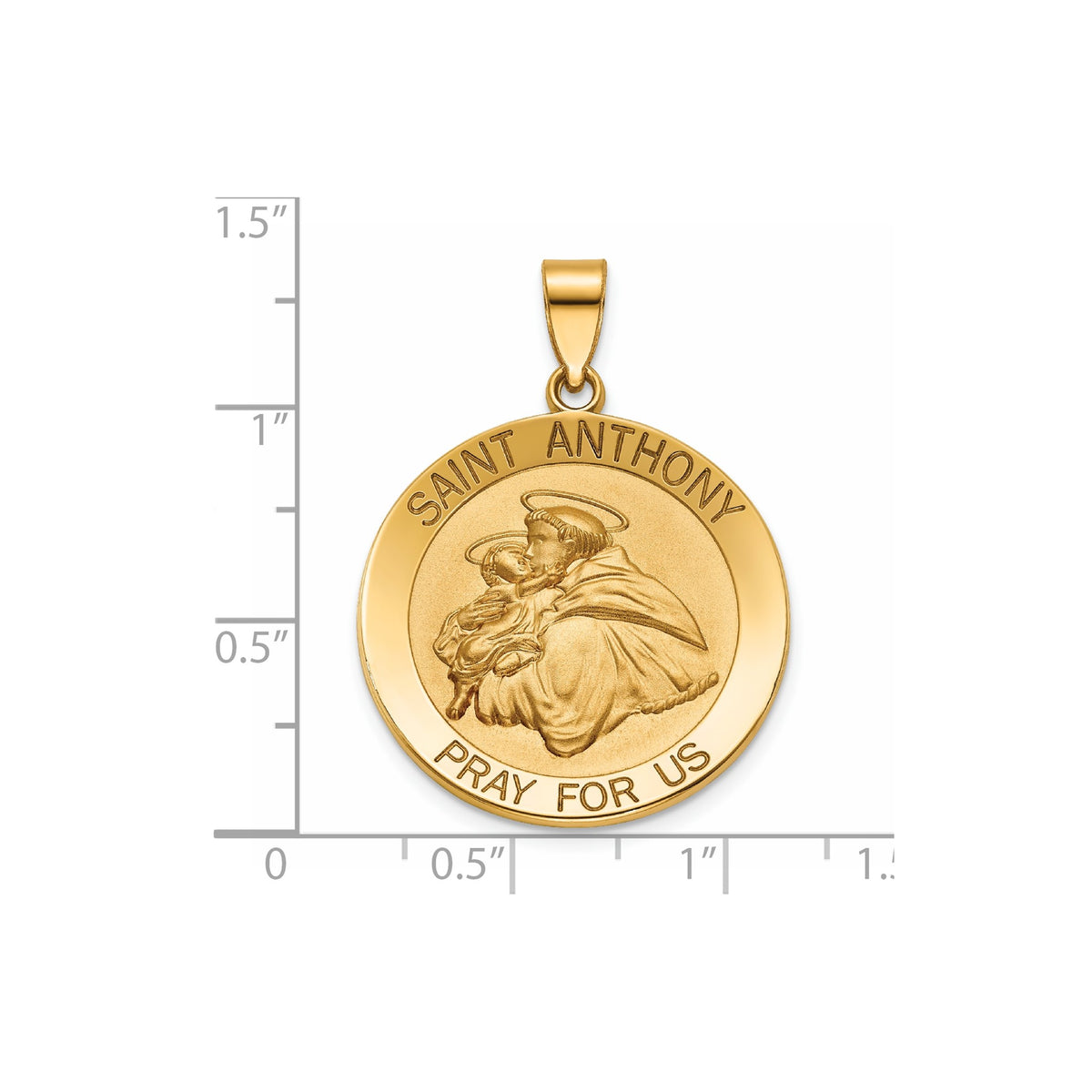 Round St. Anthony Medal in 14K Yellow Gold, 25.25mm - Sophia Jewelers