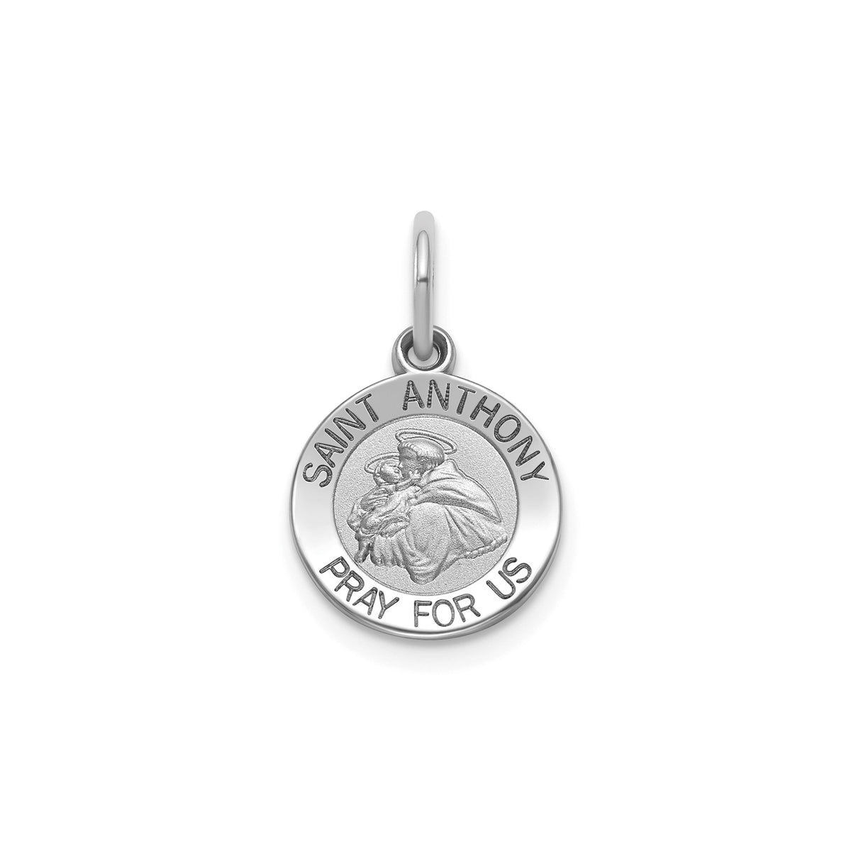 Round St. Anthony Medal in Sterling Silver, 11.5mm Satin - Sophia Jewelers Main image