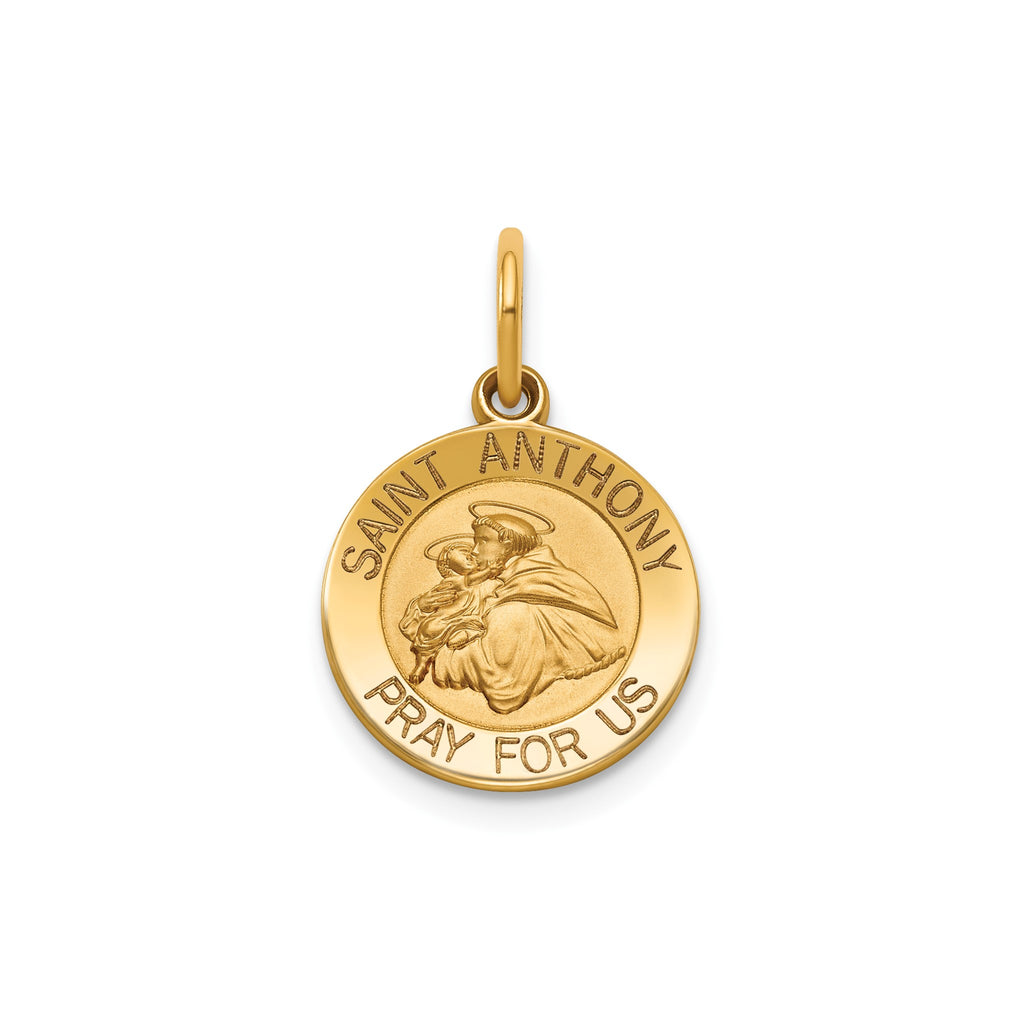 Round St. Anthony Medal in 14K Yellow Gold, 13.25mm - Sophia Jewelers