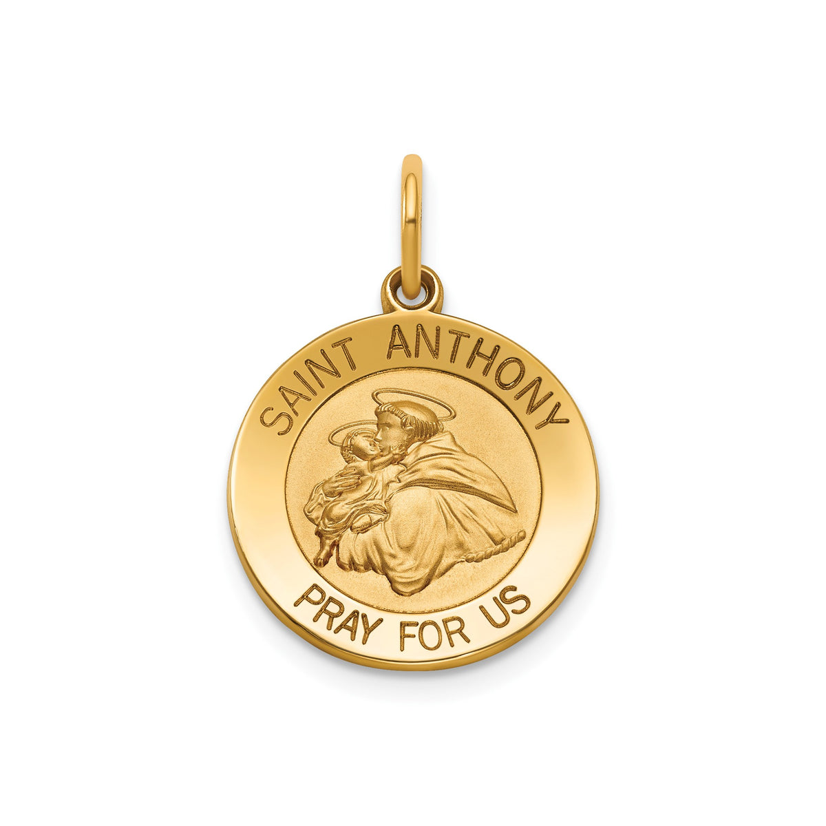Round St. Anthony Medal in 14K Yellow Gold, 16.25mm - Sophia Jewelers Main image