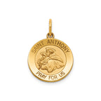 Round St. Anthony Medal in 14K Yellow Gold, 16.25mm - Sophia Jewelers