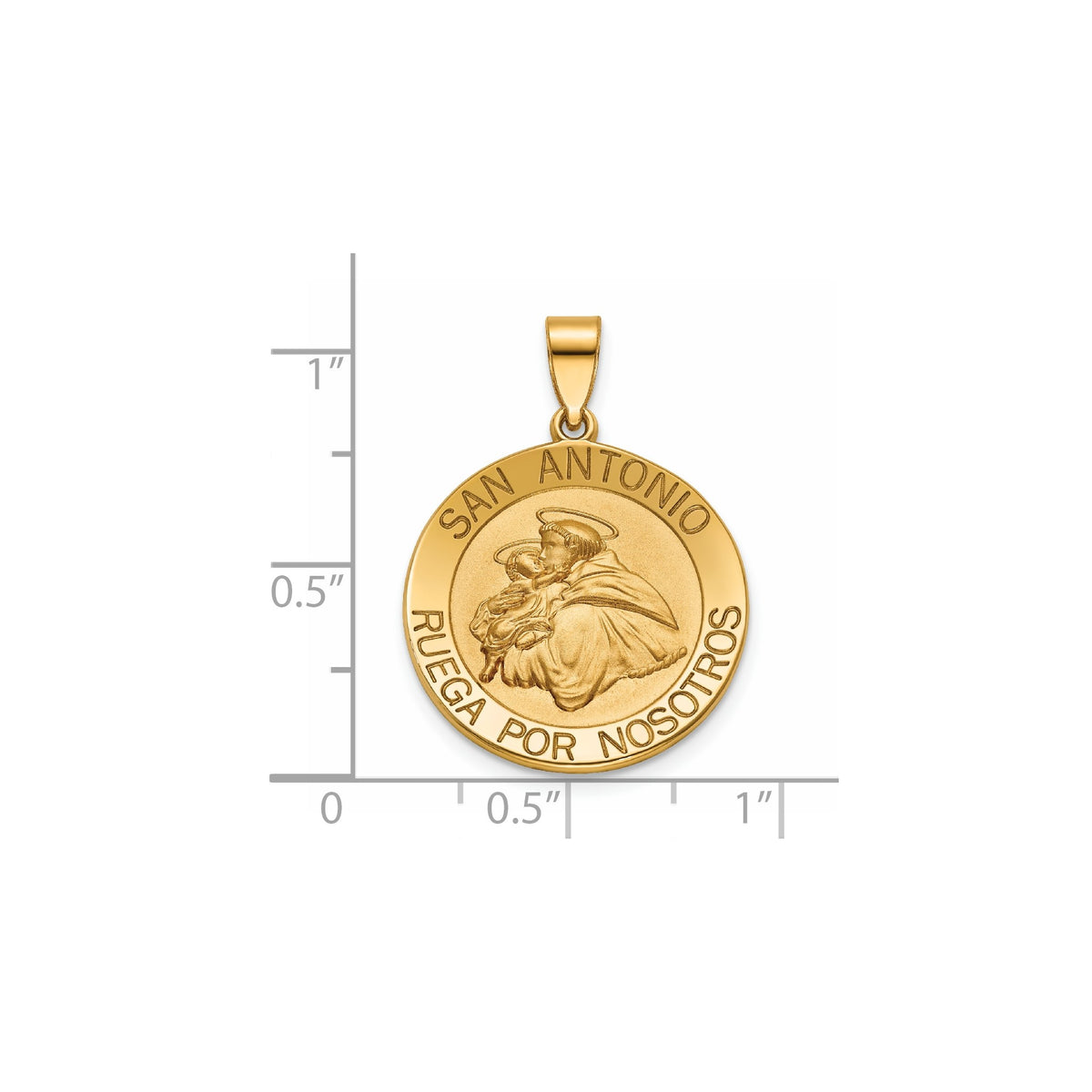 Round St. Anthony-Spanish Medal in 14K Yellow Gold, 20.25mm - Sophia Jewelers