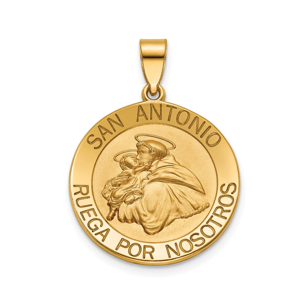Round St. Anthony-Spanish Medal in 14K Yellow Gold, 20.25mm - Sophia Jewelers