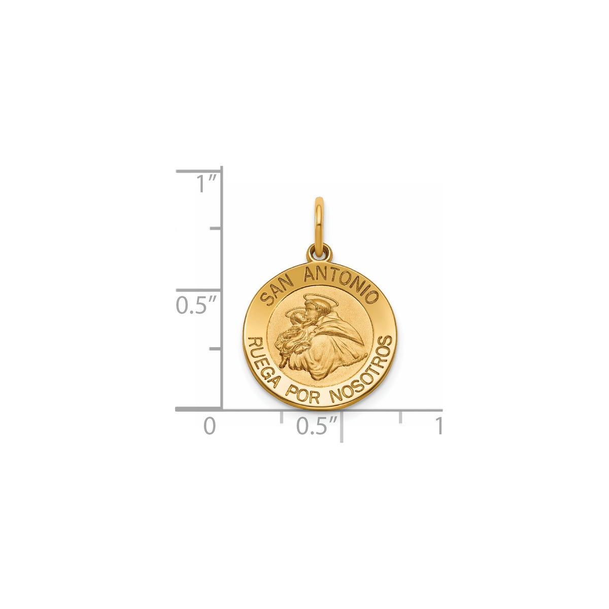 Round St. Anthony-Spanish Medal in 14K Yellow Gold, 16.25mm - Sophia Jewelers