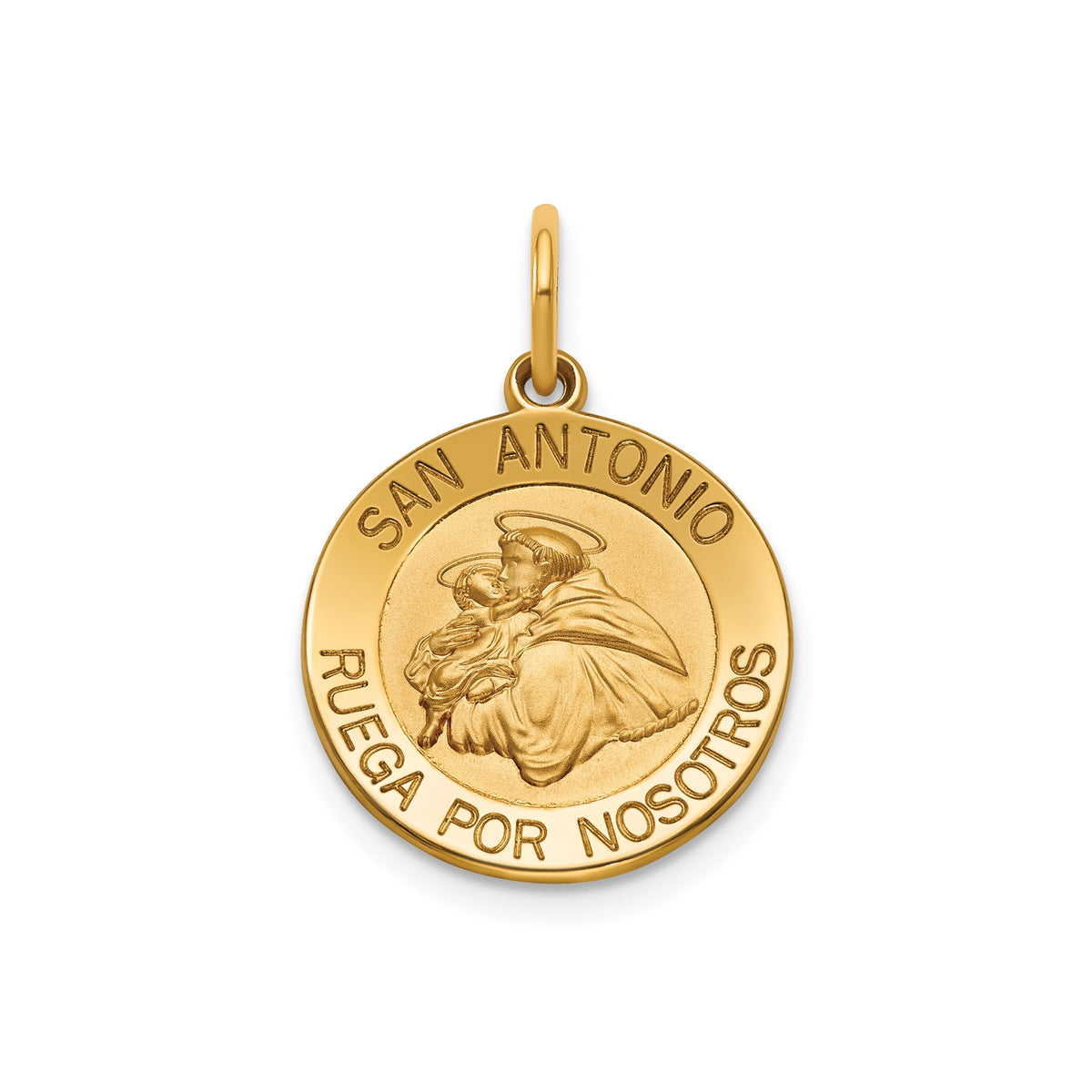Round St. Anthony-Spanish Medal in 14K Yellow Gold, 16.25mm - Sophia Jewelers Main image