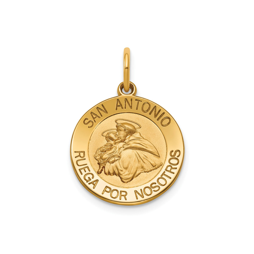 Round St. Anthony-Spanish Medal in 14K Yellow Gold, 16.25mm - Sophia Jewelers