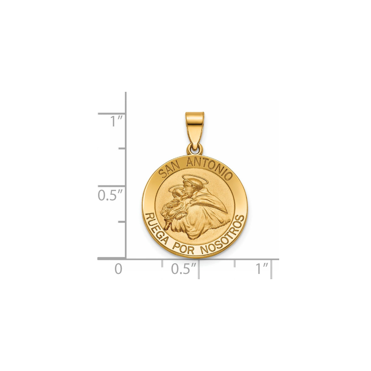 Round St. Anthony-Spanish Medal in 14K Yellow Gold, 18.25mm - Sophia Jewelers