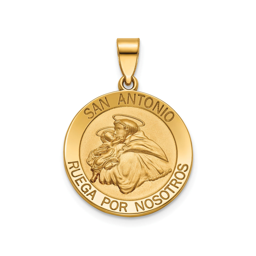 Round St. Anthony-Spanish Medal in 14K Yellow Gold, 18.25mm - Sophia Jewelers