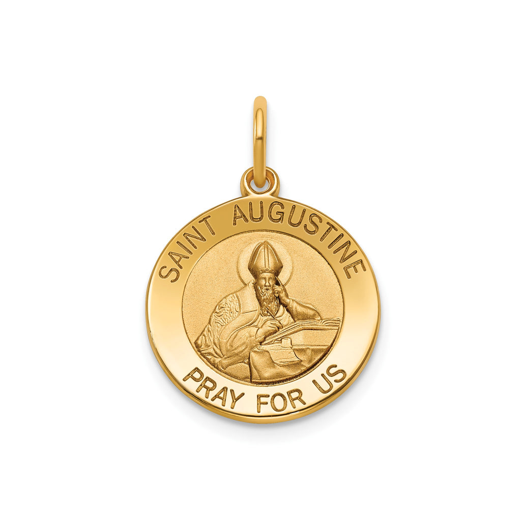 Round St. Augustine Medal in 14K Yellow Gold, 16.25mm - Sophia Jewelers