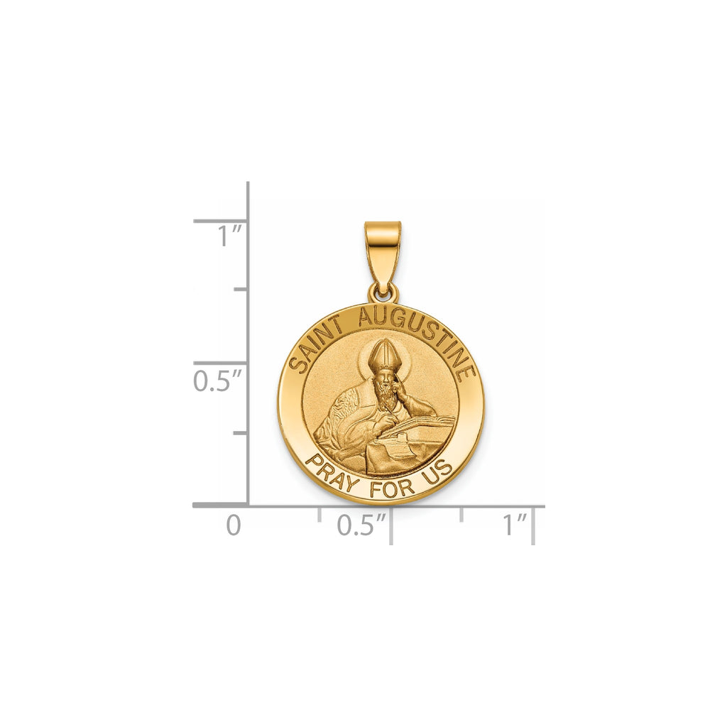 Round St. Augustine Medal in 14K Yellow Gold, 18.25mm - Sophia Jewelers
