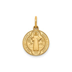 Round St. Benedict Medal in 14K Yellow Gold, 13.25mm - Sophia Jewelers