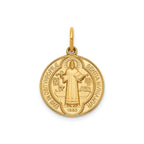 Round St. Benedict Medal in 14K Yellow Gold, 16.25mm - Sophia Jewelers