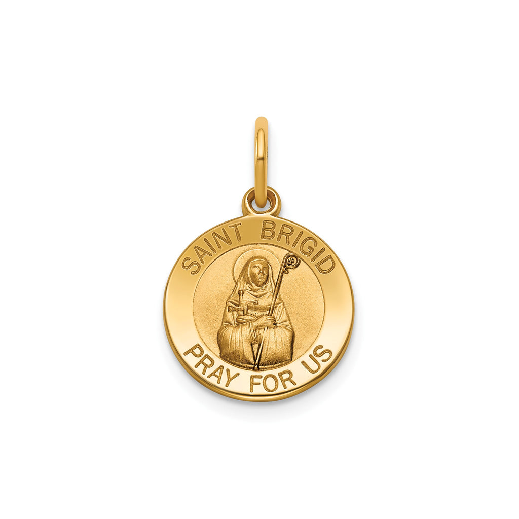 Round St. Brigid Medal in 14K Yellow Gold, 13.25mm - Sophia Jewelers