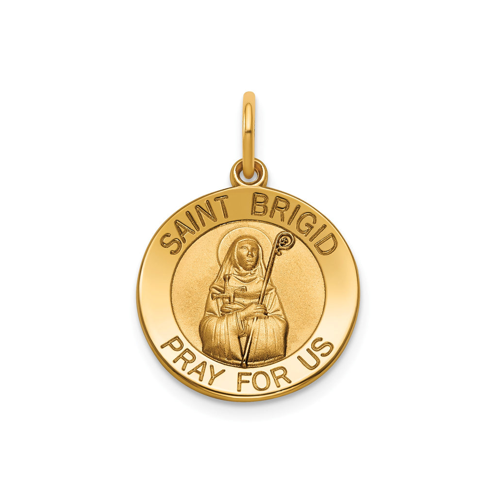 Round St. Brigid Medal in Gold-Plated Sterling Silver - Sophia Jewelers
