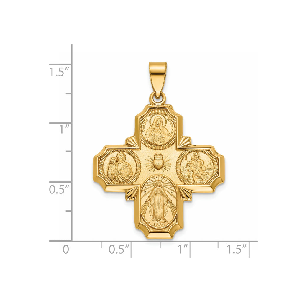 Four-Way Medal in 14K Yellow Gold, 29mm - Sophia Jewelers