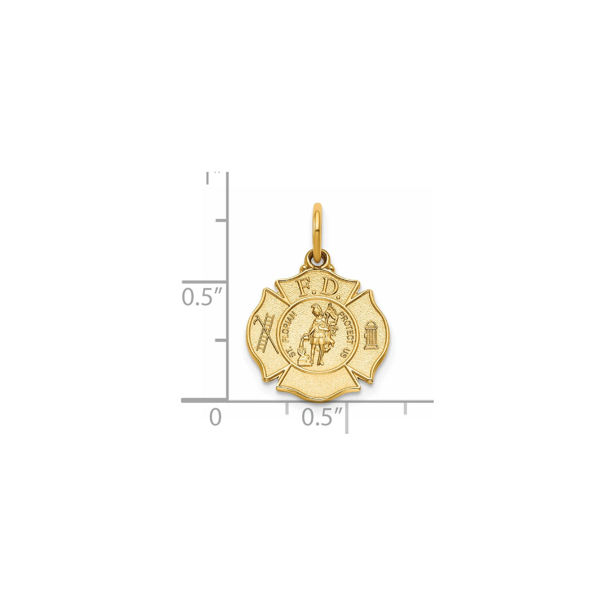 St Florian Badge Pendant in 14K Yellow Gold, 15mm - Sophia Jewelers