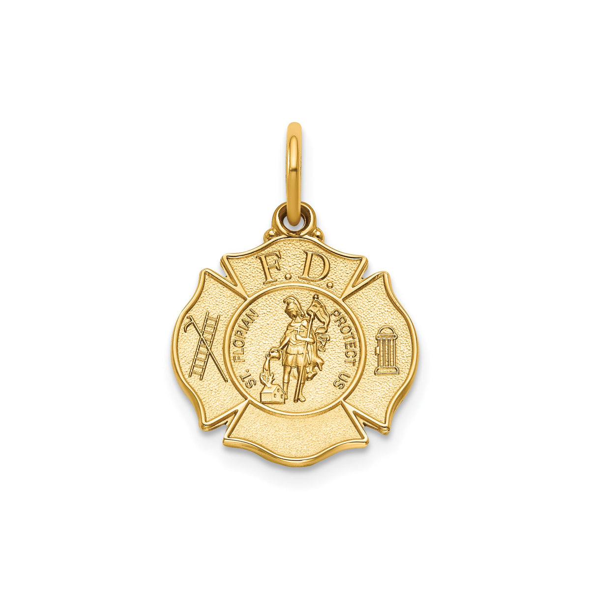 St Florian Badge Pendant in 14K Yellow Gold, 15mm - Sophia Jewelers Main image