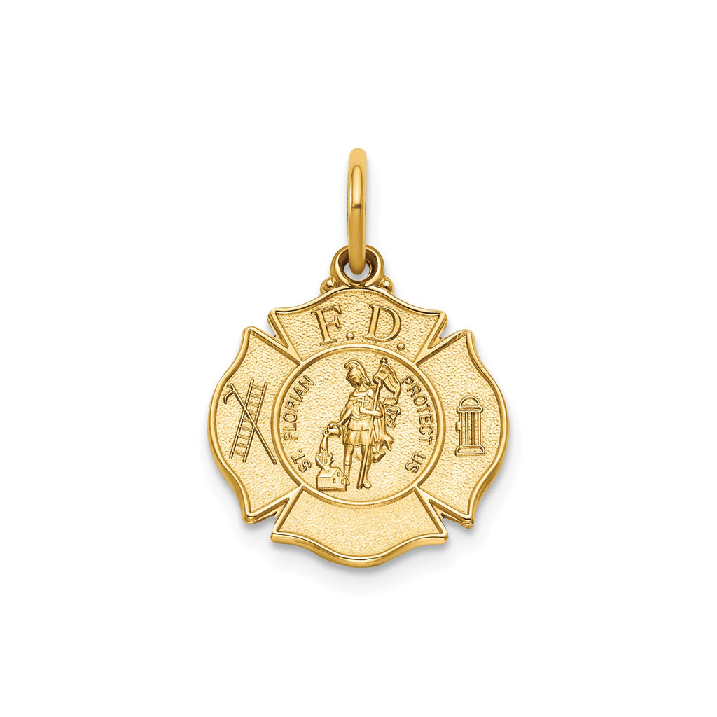 St Florian Badge Pendant in 14K Yellow Gold, 15mm - Sophia Jewelers