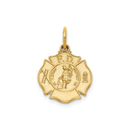 St Florian Badge Pendant in 14K Yellow Gold, 15mm - Sophia Jewelers