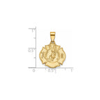 St Florian Badge Pendant in 14K Yellow Gold, 16.75mm - Sophia Jewelers