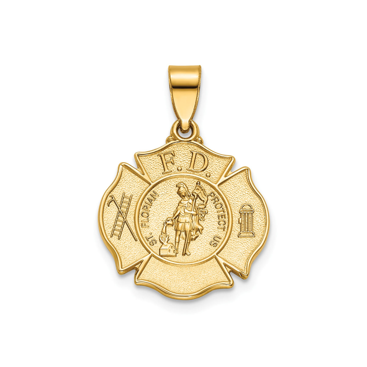 St Florian Badge Pendant in 14K Yellow Gold, 16.75mm - Sophia Jewelers Main image