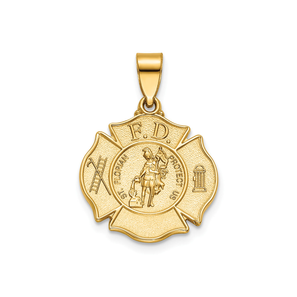 St Florian Badge Pendant in 14K Yellow Gold, 16.75mm - Sophia Jewelers