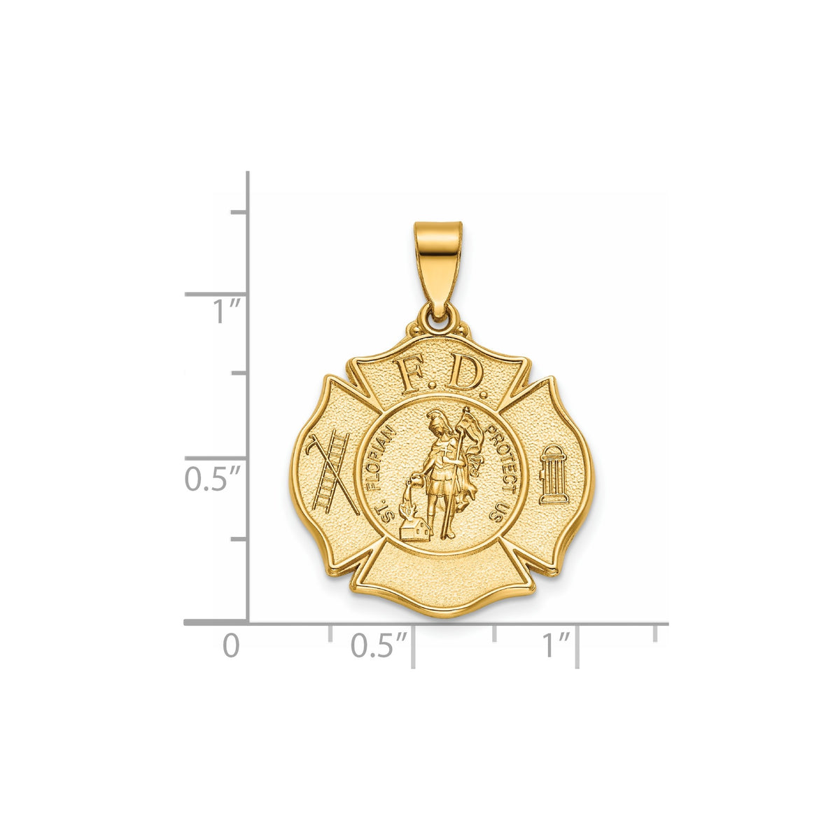 St Florian Badge Pendant in 14K Yellow Gold, 23mm - Sophia Jewelers
