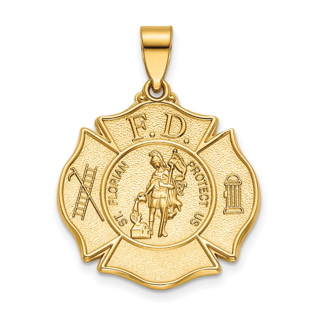 St Florian Badge Pendant in 14K Yellow Gold, 23mm - Sophia Jewelers