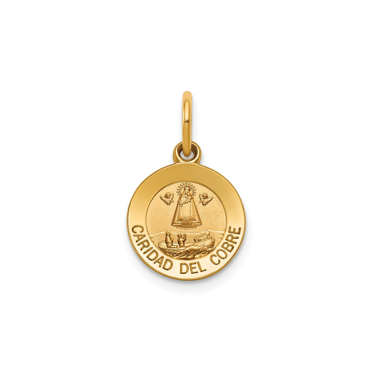 Round Caridad Del Cobre Medal in 14K Yellow Gold, 11.5mm - Sophia Jewelers