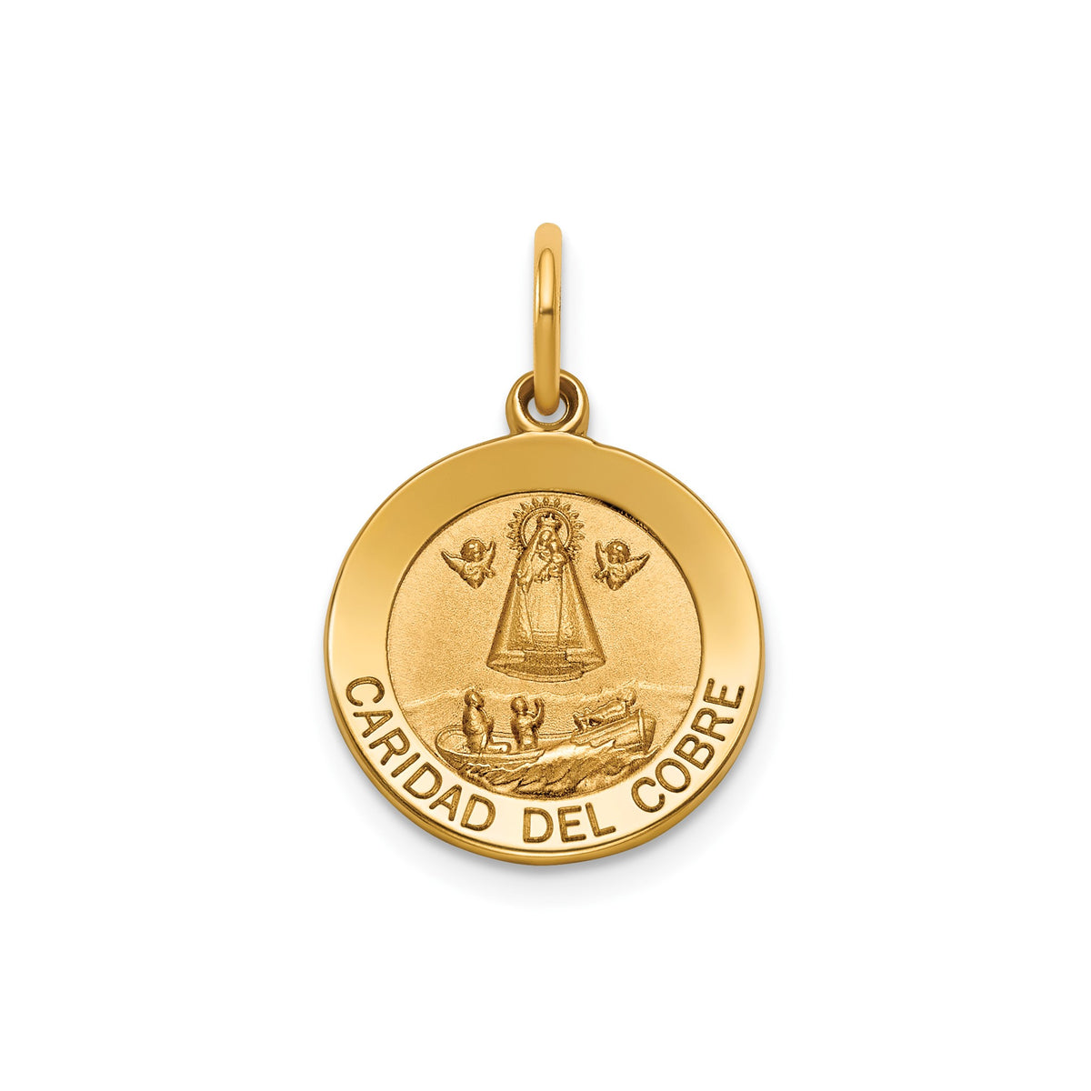 Round Caridad Del Cobre Medal in 14K Yellow Gold, 14.5mm - Sophia Jewelers