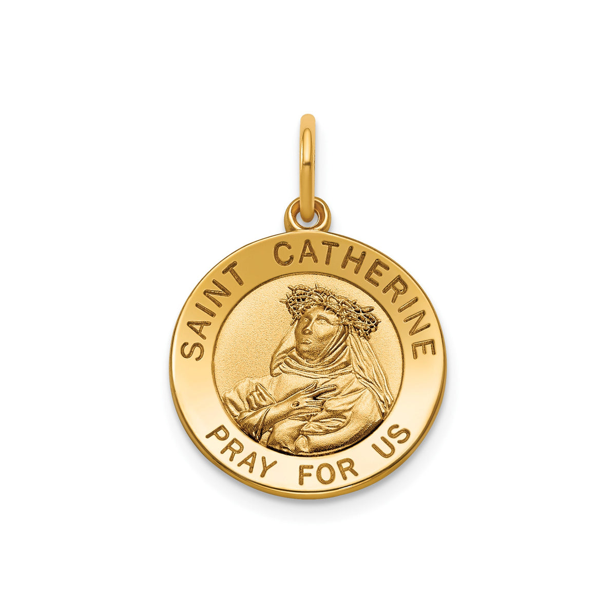 Round St. Catherine Medal in Gold-Plated Sterling Silver - Sophia Jewelers