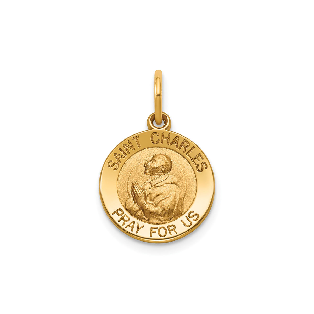 Round St. Charles Medal in 14K Yellow Gold, 13.25mm - Sophia Jewelers