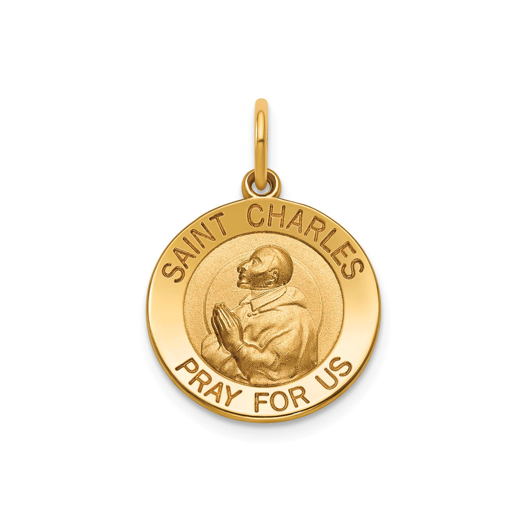 Round St. Charles Medal in Gold-Plated Sterling Silver - Sophia Jewelers